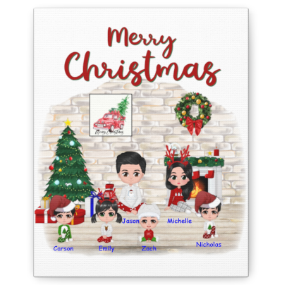 Family Christmas by the Fireplace