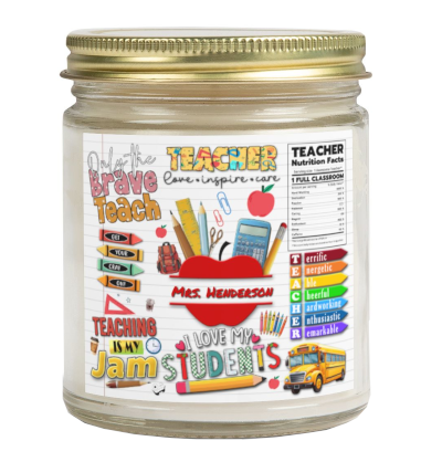 Teacher Nutrition Facts Candle