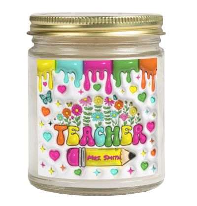 Teacher Floral Paint Candle
